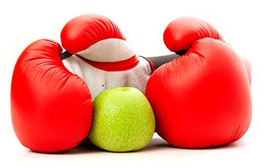 boxing gloves with apple