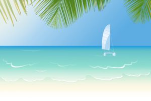 Tropical Beach with sailboat