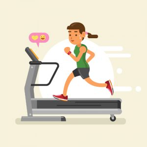 Woman Running On Treadmill