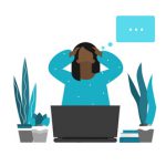 woman at a computer feeling burned out