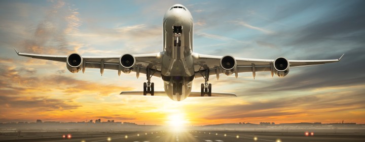 Huge two storeys commercial jetliner taking of runway.