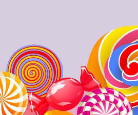 bright background with candies