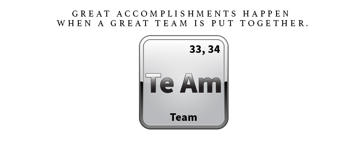 Great Accomplishments happen when a great team is put together. Te Am is for Team