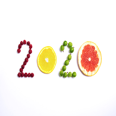 fruit and berries spell out 2020