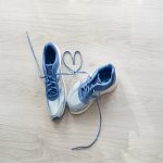closeup of blue sneakers