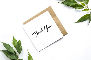 envelope with thank you text
